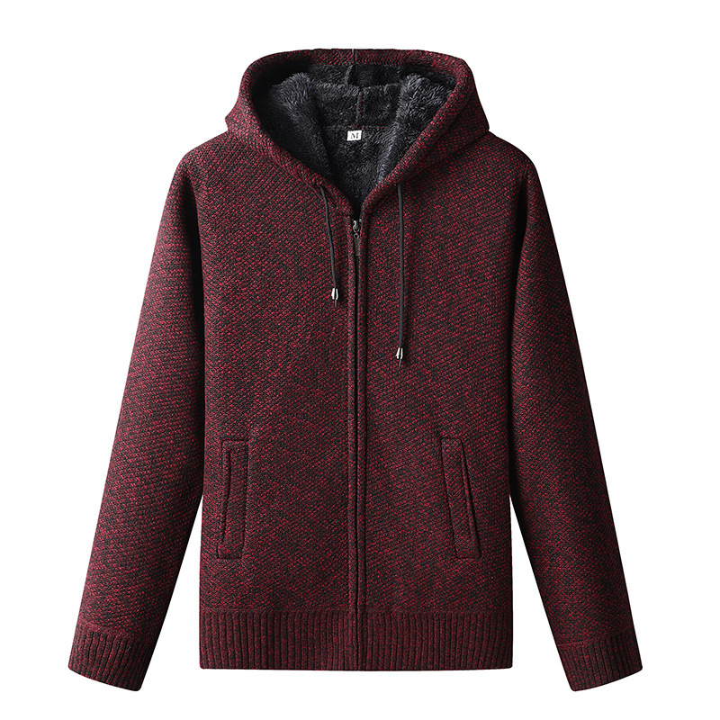 Herren Strickjacke Kapuze Reißverschluss Warm