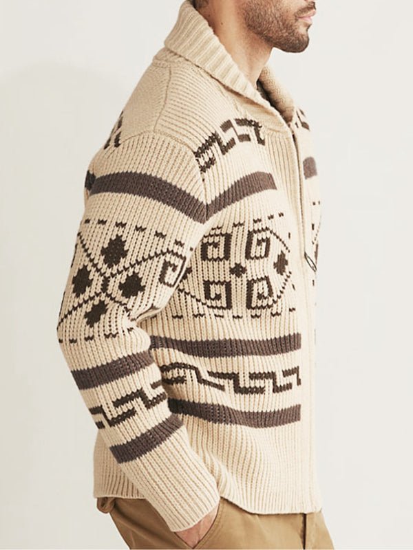 Herren Strickjacke Frühling Muster Schalkragen