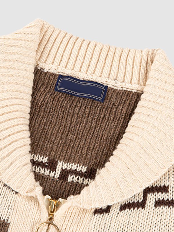 Herren Strickjacke Frühling Muster Schalkragen
