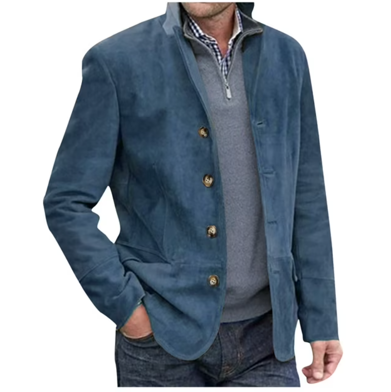 Herren Blazer Jacke Wildleder Braun Blau Elegant