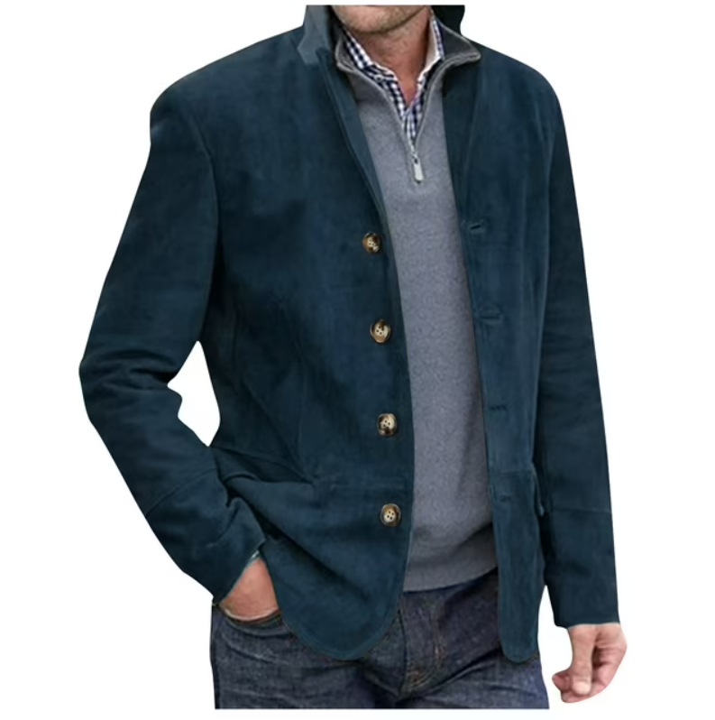 Herren Blazer Jacke Wildleder Braun Blau Elegant