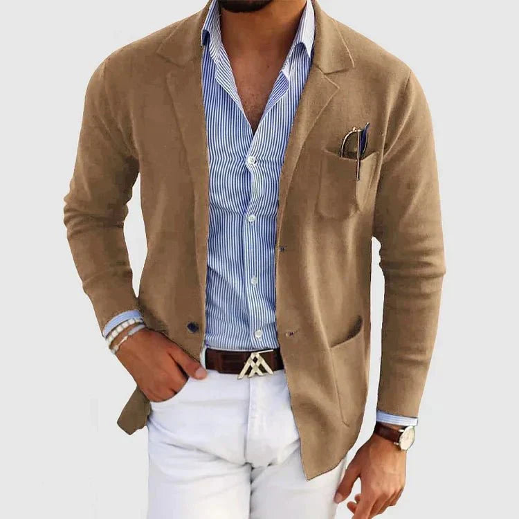 Herren Strickblazer Casual Modern Schwarz