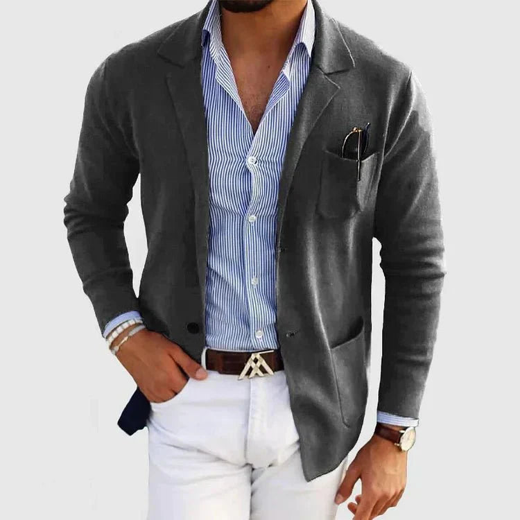 Herren Strickblazer Casual Modern Schwarz