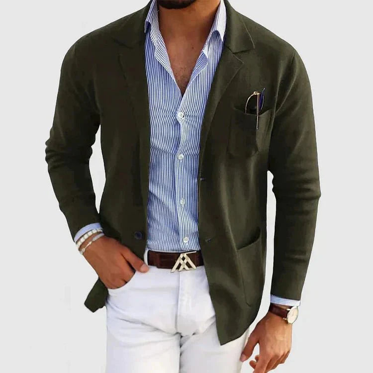 Herren Strickblazer Casual Modern Schwarz