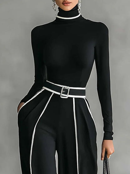damen business set rollkragen top und hose