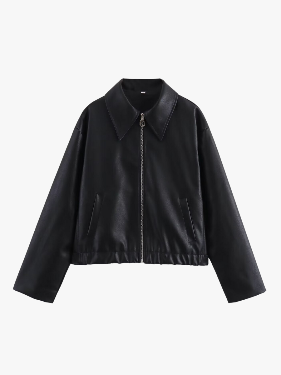 Weinrote Kunstlederjacke Damen Modern