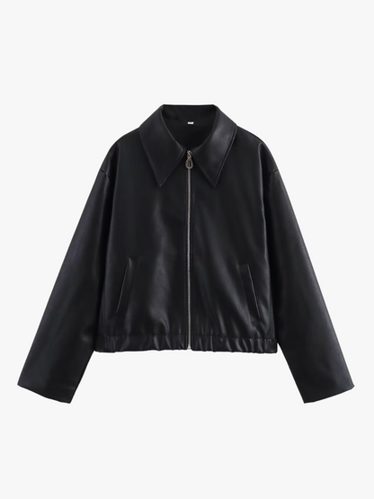 Weinrote Kunstlederjacke Damen Modern
