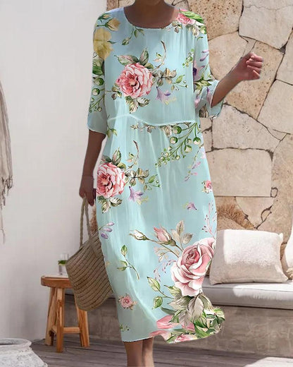 Elegante Blumenkleid Bauchfreies Sommerkleid