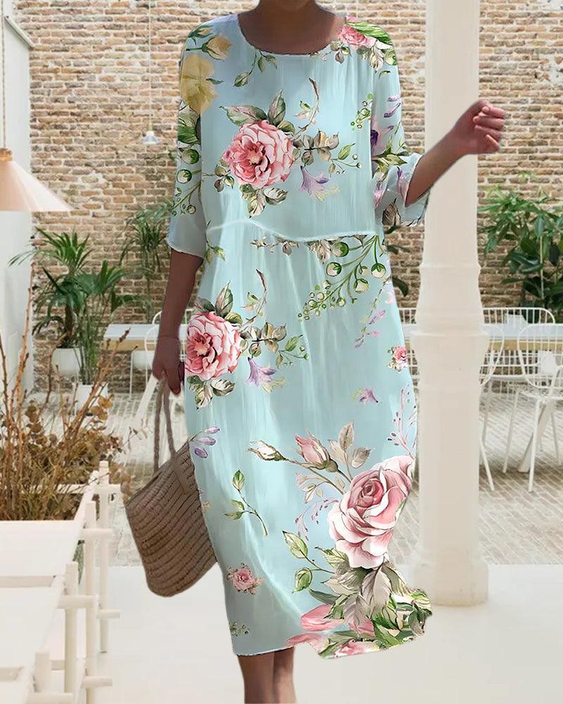 Elegante Blumenkleid Bauchfreies Sommerkleid