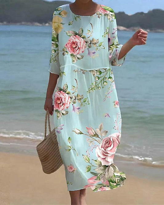 Elegante Blumenkleid Bauchfreies Sommerkleid - BerlinGlamour