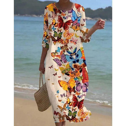Elegante Blumenkleid Bauchfreies Sommerkleid