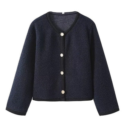 Weiche Damen Teddyjacke mit Knöpfen Strickcardigan