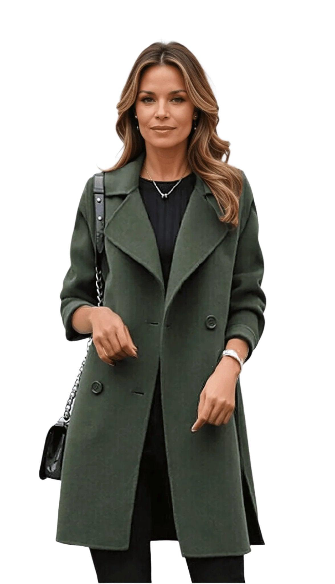 Damen Wintermantel Chic Klassisch Revers Lang - BerlinGlamour