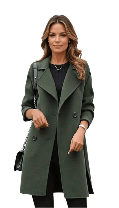 Damen Wintermantel Chic Klassisch Revers Lang - BerlinGlamour