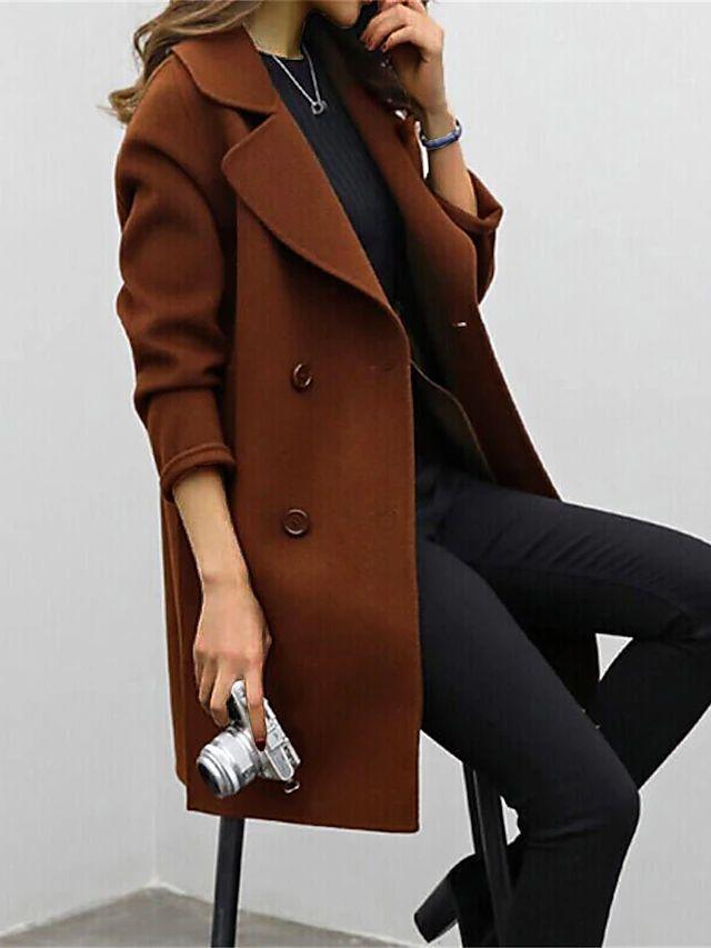 Damen Wintermantel Chic Klassisch Revers Lang