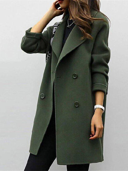 Damen Wintermantel Chic Klassisch Revers Lang