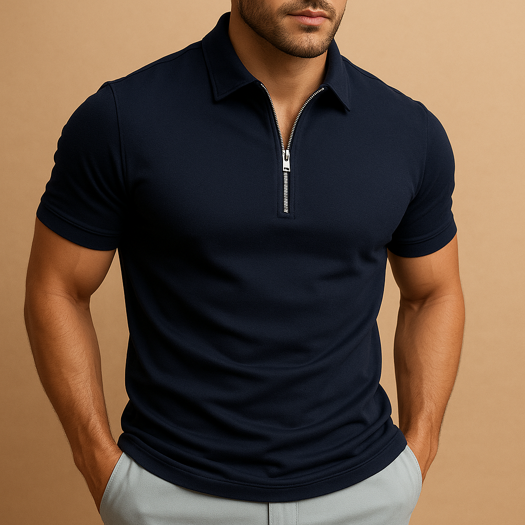 Herren Polo Shirt Reißverschluss Modern