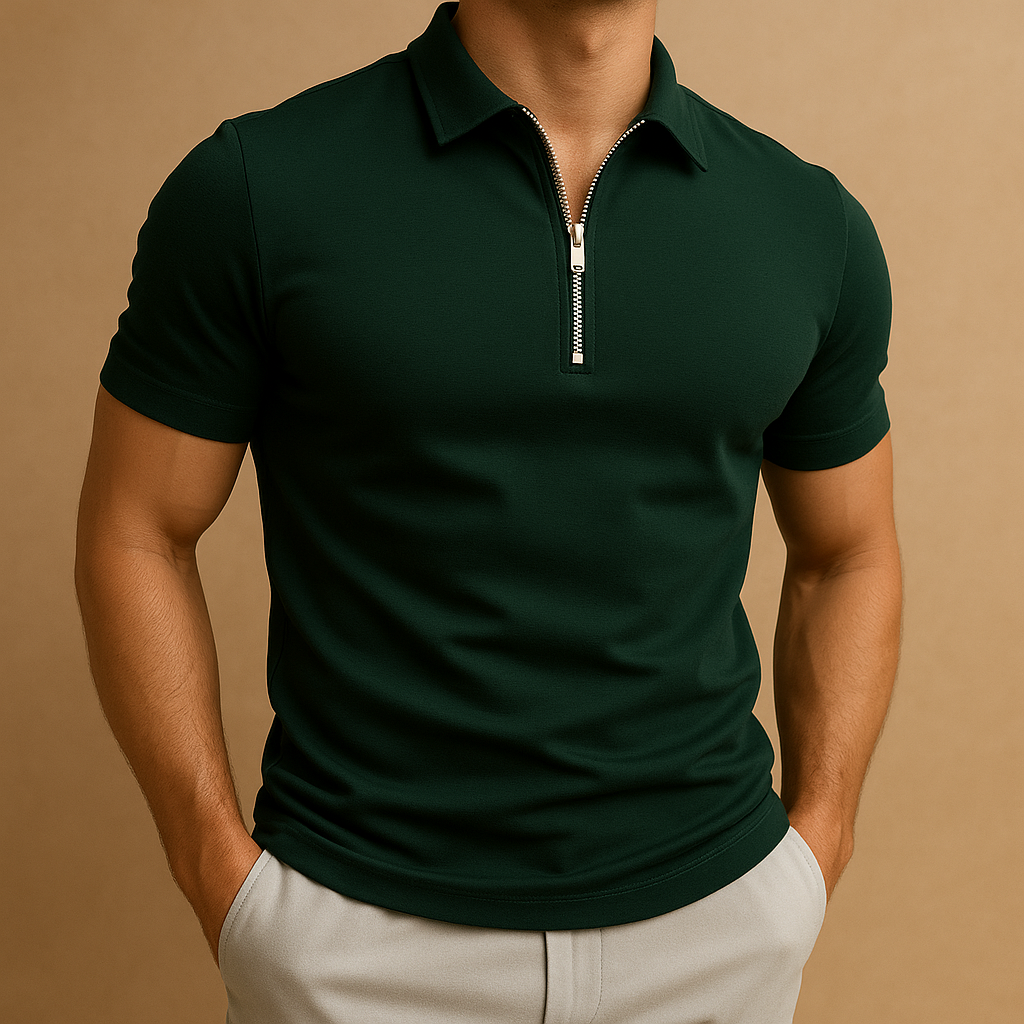 Herren Polo Shirt Reißverschluss Modern
