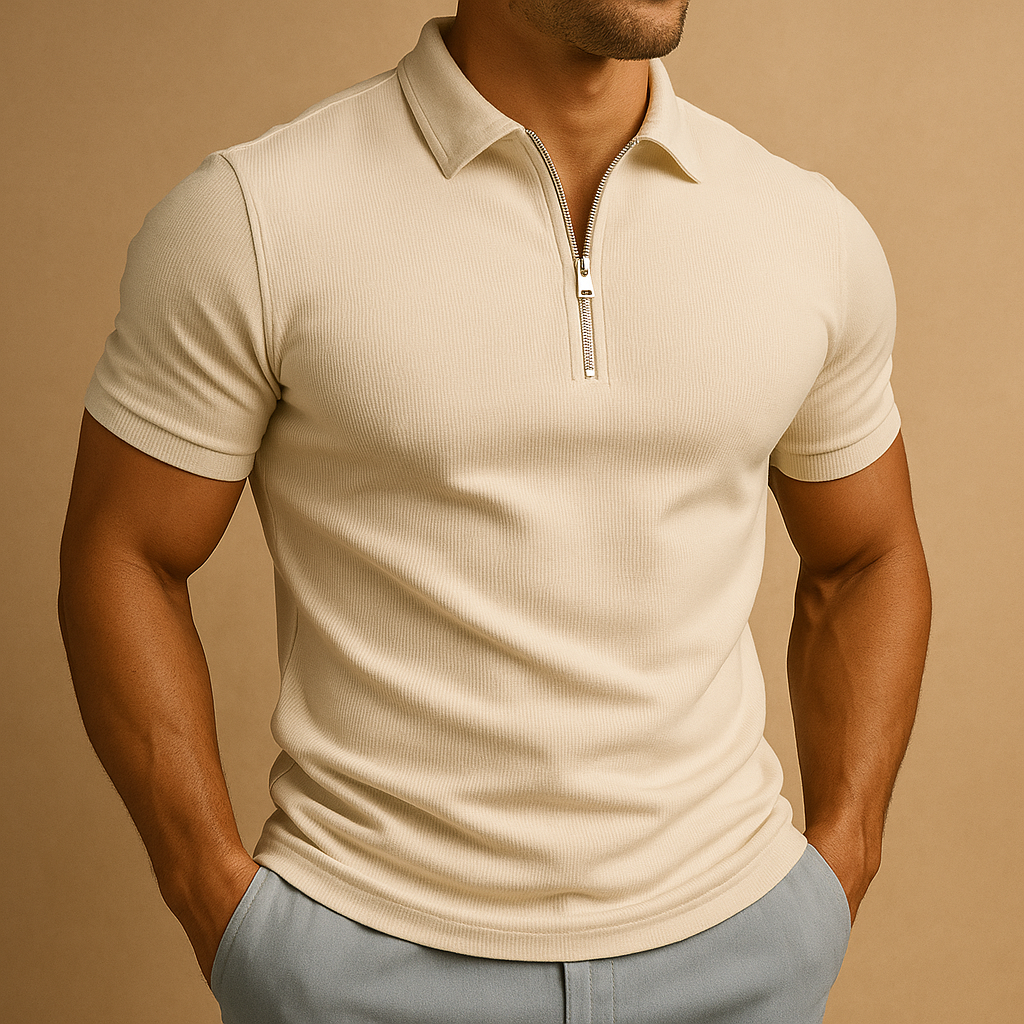 Herren Polo Shirt Reißverschluss Modern