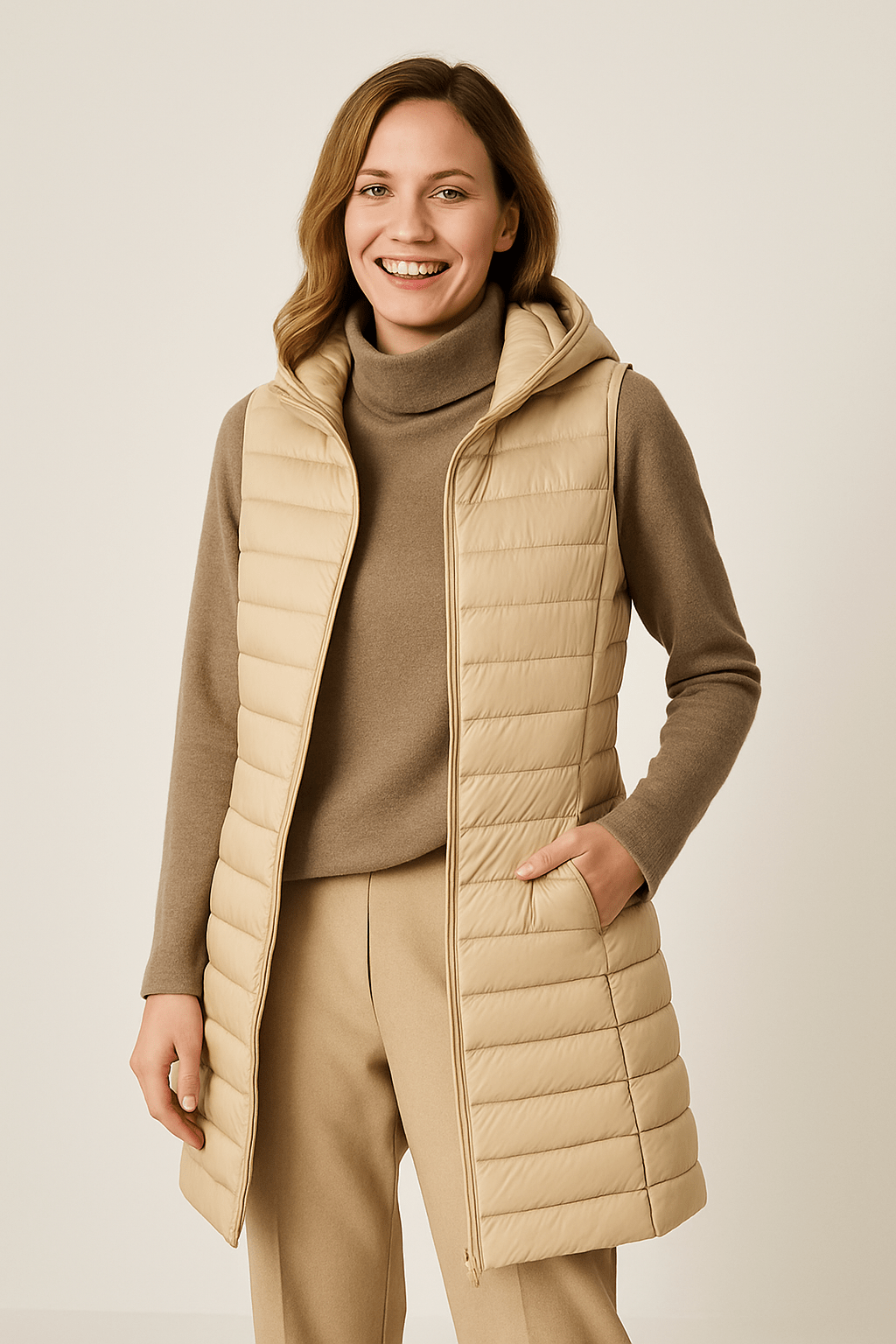 Damen Steppweste Kapuze Modern Komfort Design - BerlinGlamour