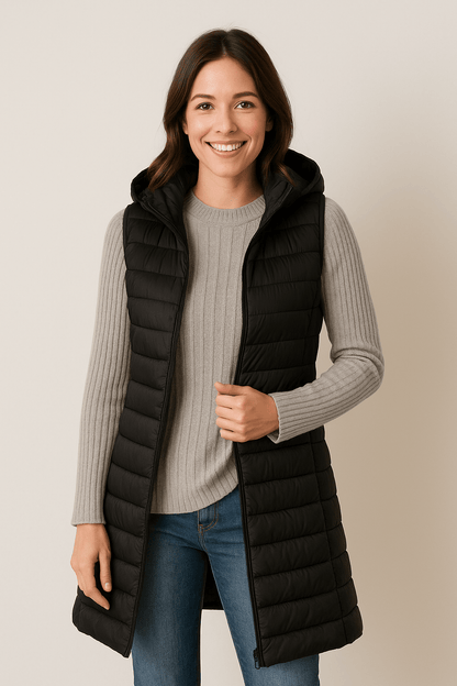 Damen Steppweste Kapuze Modern Komfort Design