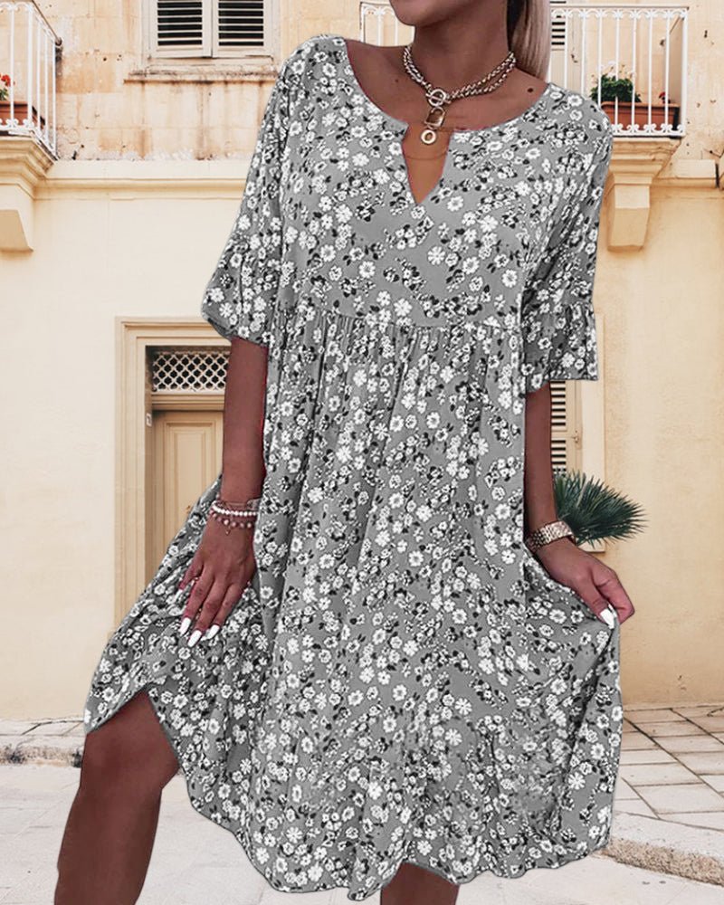 Damenkleid Blumenmuster Entspannter Schnitt