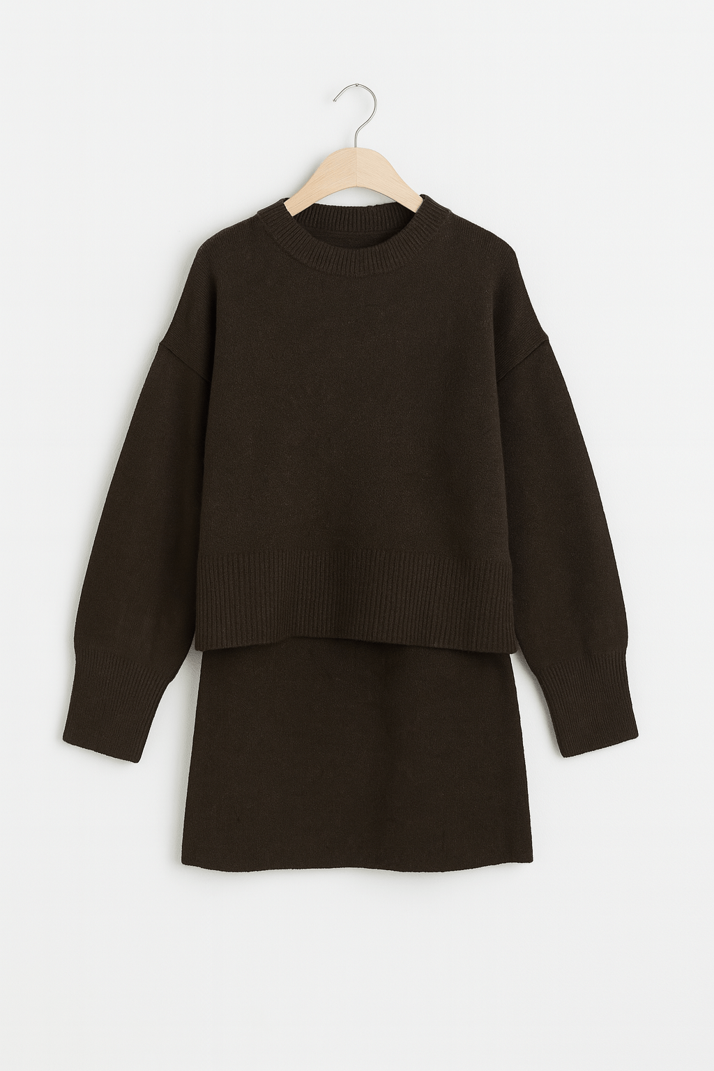 Zweiteiler Set Strickpullover Rock Damen Modern