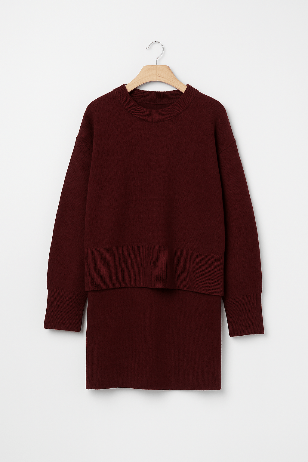 Zweiteiler Set Strickpullover Rock Damen Modern