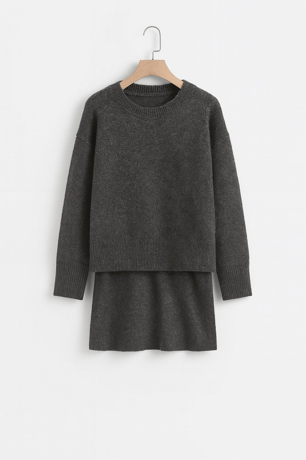 Zweiteiler Set Strickpullover Rock Damen Modern