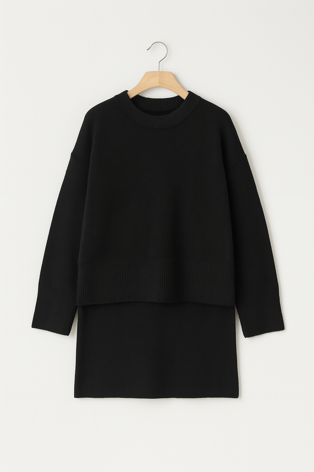 Zweiteiler Set Strickpullover Rock Damen Modern
