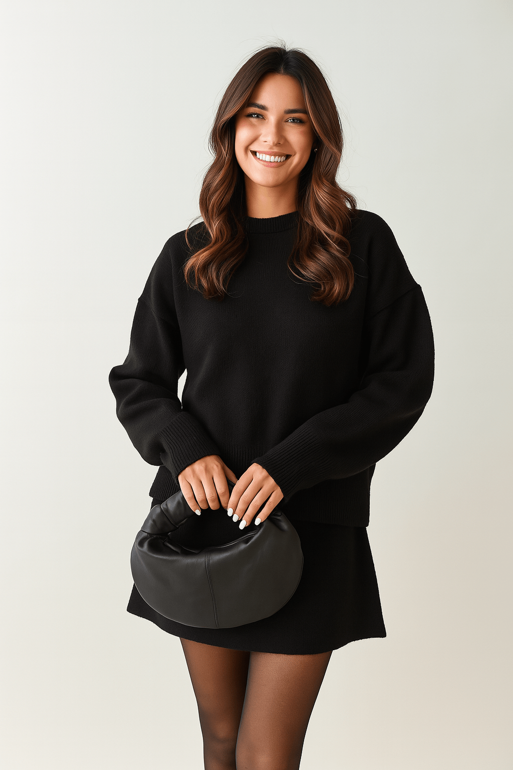 Zweiteiler Set Strickpullover Rock Damen Modern