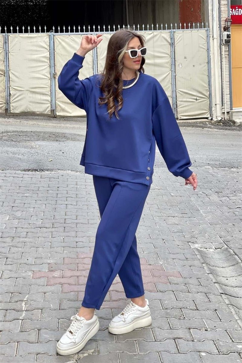 Bequemer Zweiteiler Oversize Pullover Joggerhose Komfort