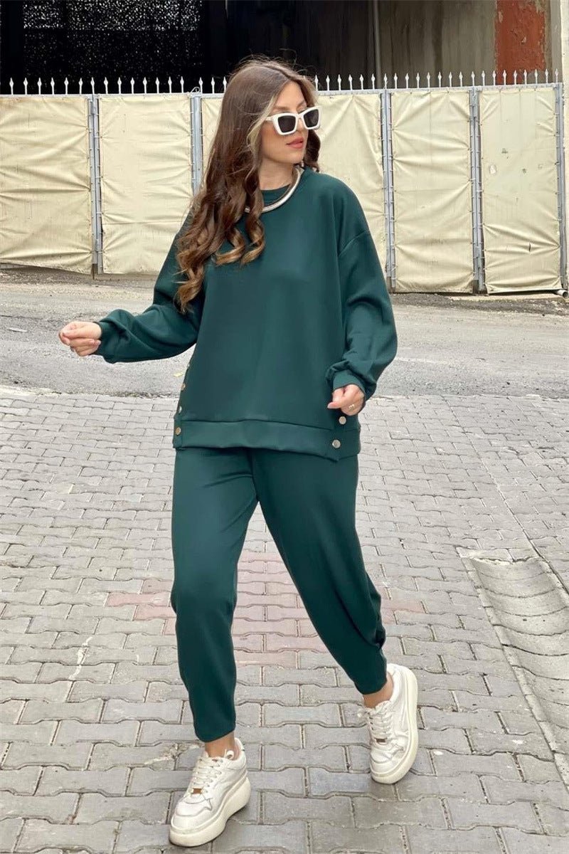 Bequemer Zweiteiler Oversize Pullover Joggerhose Komfort