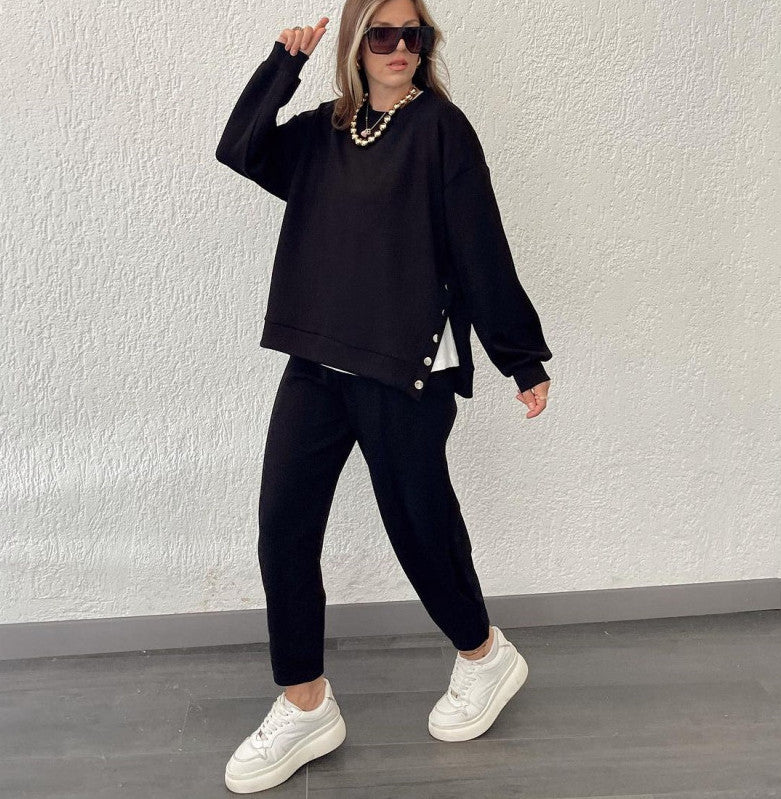 Bequemer Zweiteiler Oversize Pullover Joggerhose Komfort