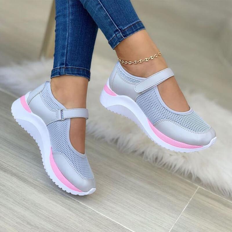 Damen Sneaker Mesh Bequem Klettverschluss Sport - BerlinGlamour