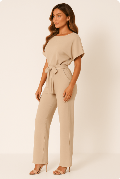 Stilvoller Jumpsuit mit Taillengürtel Figurbetont Damen
