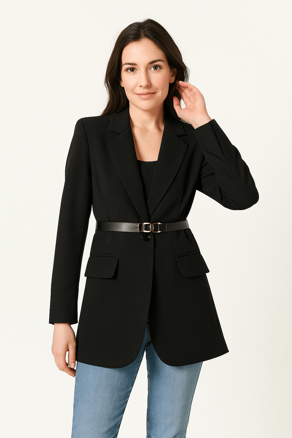 Damen Blazer Tailliert Schnitt Mit Gürtel Elegant