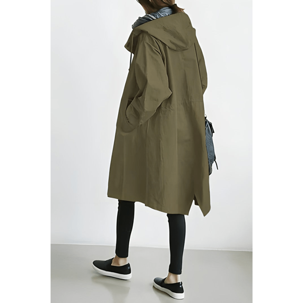 Damen Trenchcoat Leicht Elegant mit Kapuze