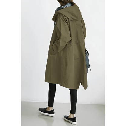 Damen Trenchcoat Leicht Elegant mit Kapuze