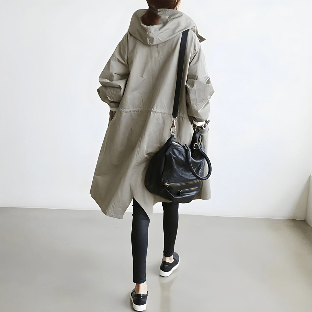 Damen Trenchcoat Leicht Elegant mit Kapuze
