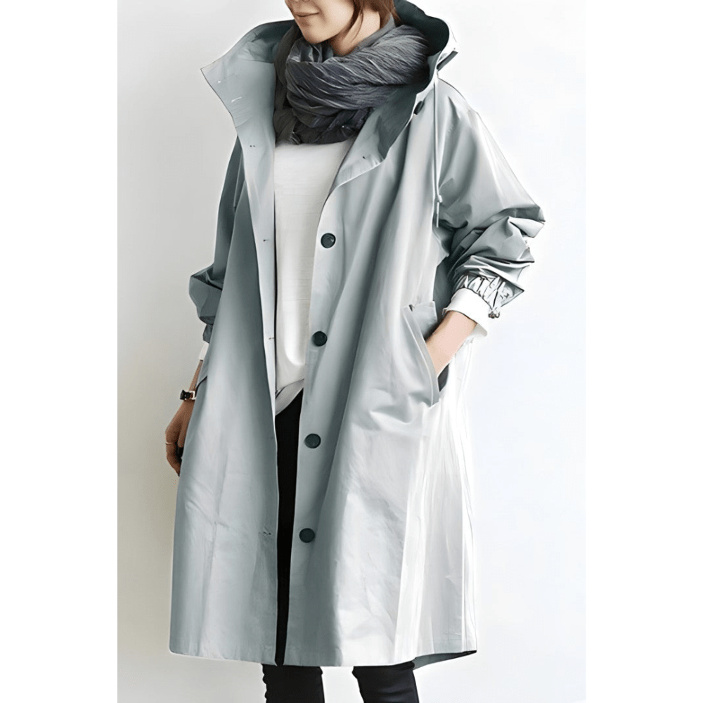 Damen Trenchcoat Leicht Elegant mit Kapuze