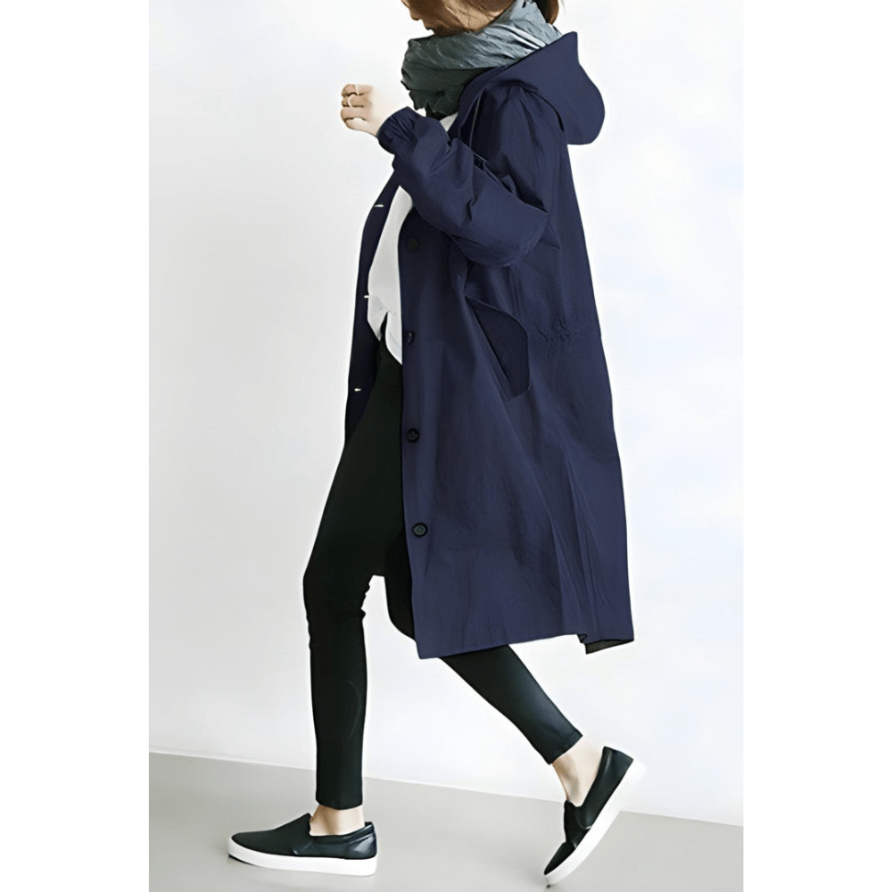 Damen Trenchcoat Leicht Elegant mit Kapuze