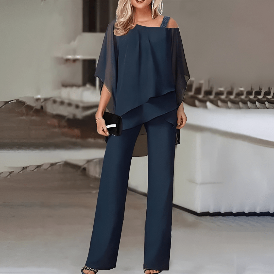 Elegante Damen Abendhose mit Asymmetrischem Oberteil