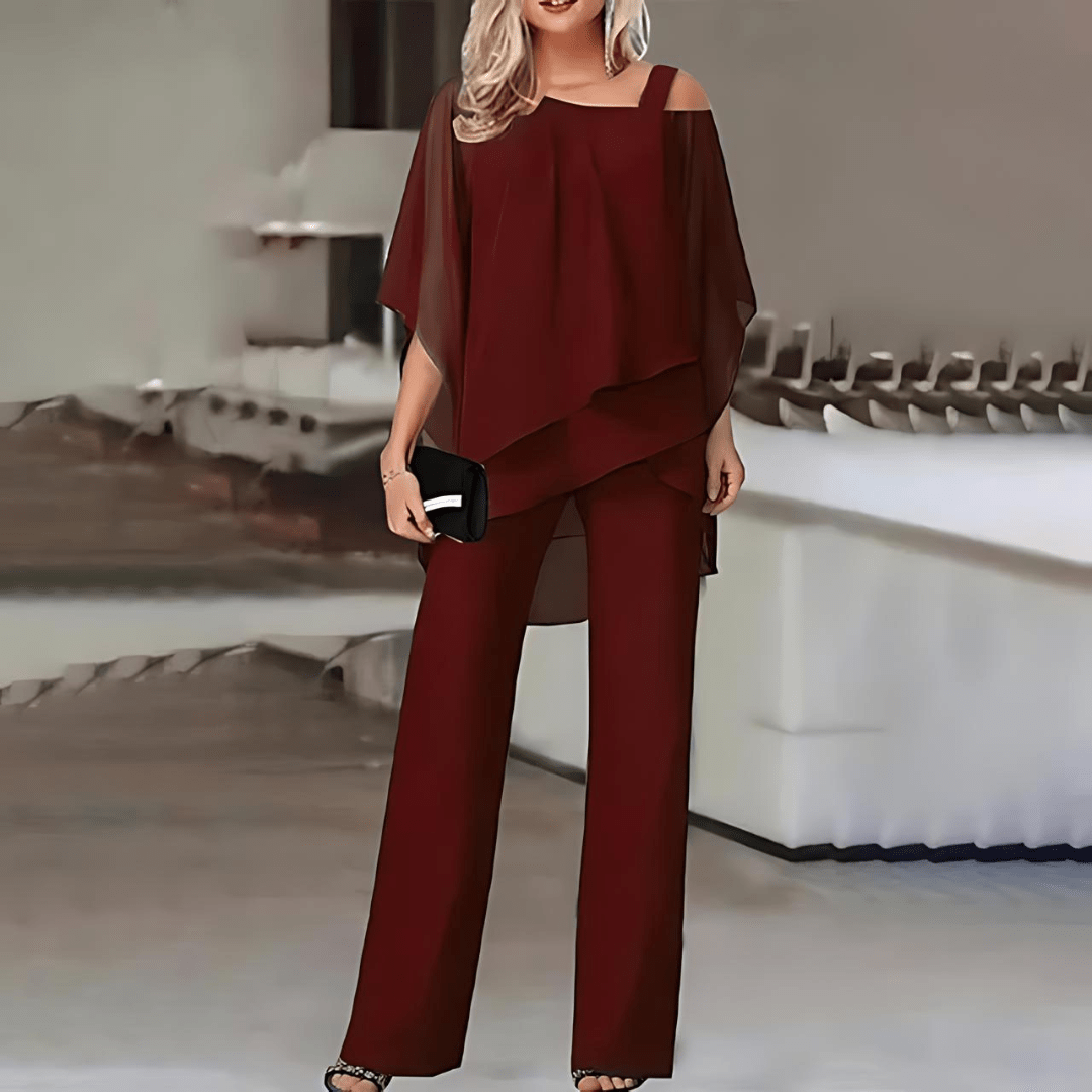 Elegante Damen Abendhose mit Asymmetrischem Oberteil