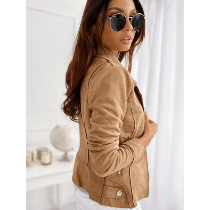 Lederjacke Biker Stil Vintage Ledermantel Damen
