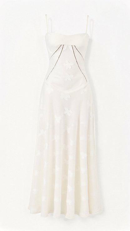 Boho Maxikleid Weiß mit Schmetterlingsmuster Ibiza Look