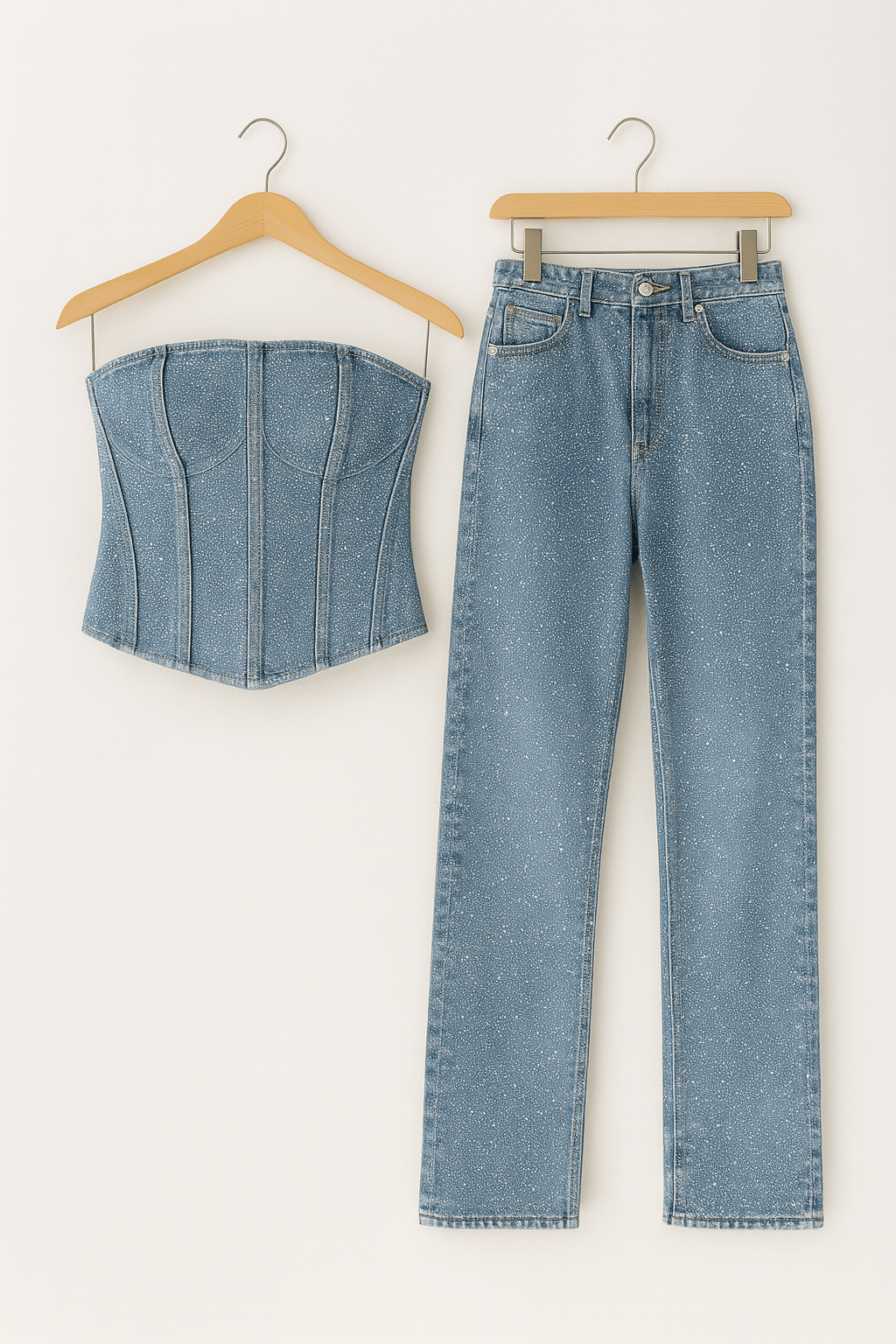Eleganter Damen Jumpsuit Strapslos Denim