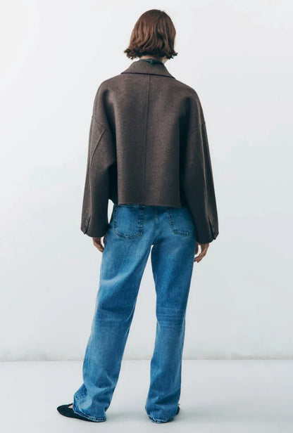 Damen Übergangsjacke Oversize Eleganter Kurzmantel