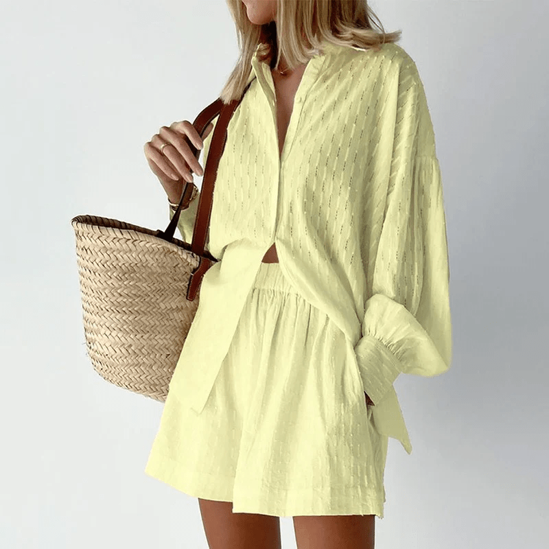 Sommer Zweiteiler Bluse Shorts Leicht und Stilvoll