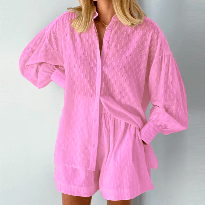 Sommer Zweiteiler Bluse Shorts Leicht und Stilvoll